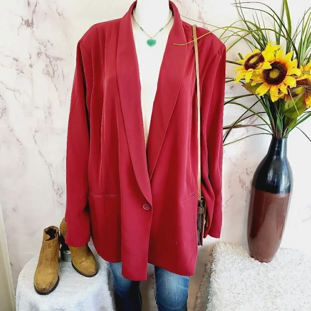 NWT ASOS Curve size 24 Bordeaux blazer - Picture 2 of 8